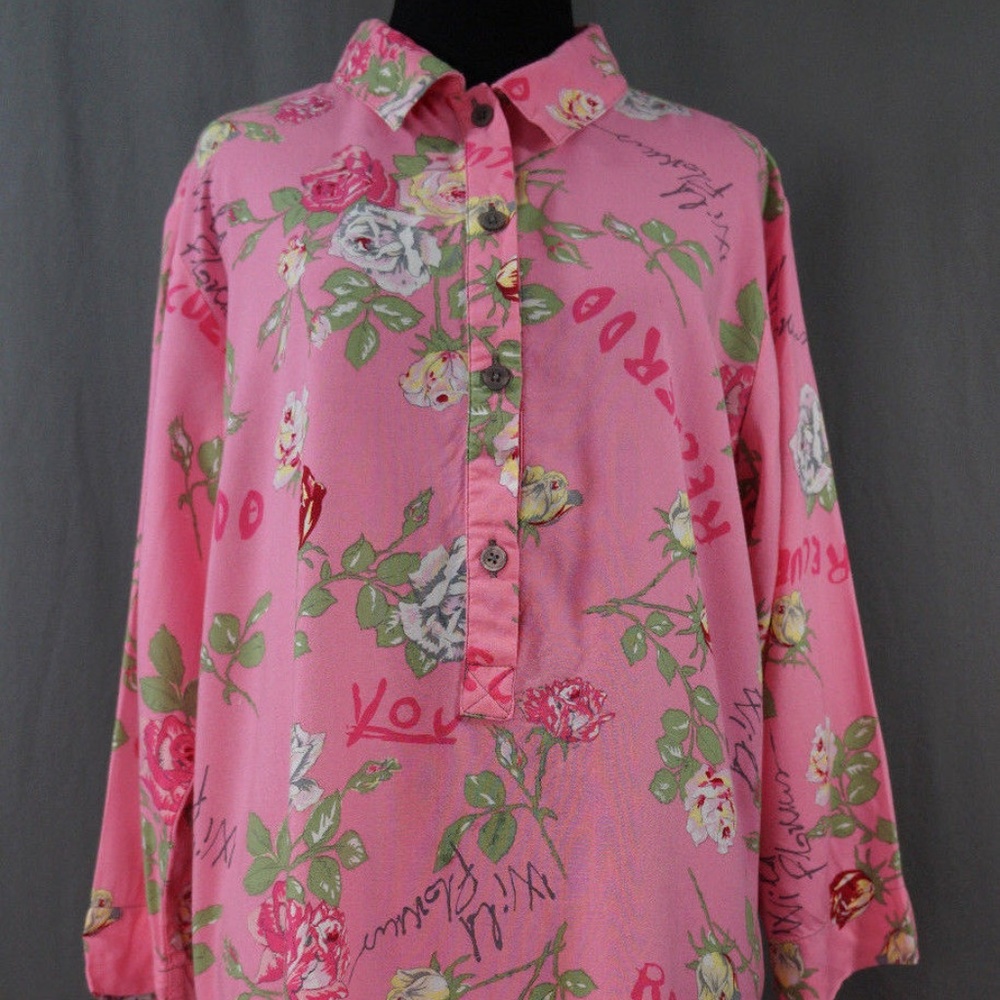 Cruz 3/4 Sleeve Pink Floral Tunic/Long Shirt